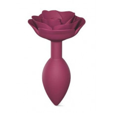 Сливовая анальная пробка с ограничителем-розой Open Rose Size M Butt Plug