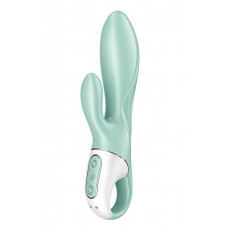 Зеленый вибратор-кролик Satisfyer Air Pump Bunny 5+ с функцией расширения - 20,4 см.