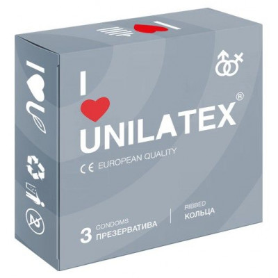 Презервативы с рёбрами Unilatex Ribbed - 3 шт.