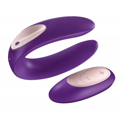 Фиолетовый вибратор для пар Satisfyer Double Plus Remote с пультом ДУ