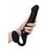 Черный безремневой вибрострапон Vibrating Bendable Strap-On - size L