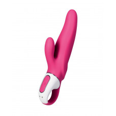 Ярко-розовый вибратор  Satisfyer Mr. Rabbit с клиторальным отростком - 22,1 см.