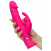 Розовый вибратор-кролик Realistic Dual Density Rechargeable Rabbit Vibrator - 25,5 см.