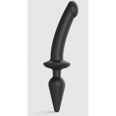 Черный двусторонний фаллоимитатор Strap-On-Me Dildo Plug-In Switch size L