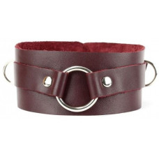 Бордовый широкий ошейник с кольцом Maroon Collar